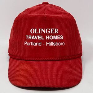 Vintage Olinger Travel Homes RV Hat Baseball Cap Portland Hillsboro Snapback Red